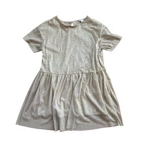 Zara Sparkle Short Sleeve Peplum Dress - Metallic Beige